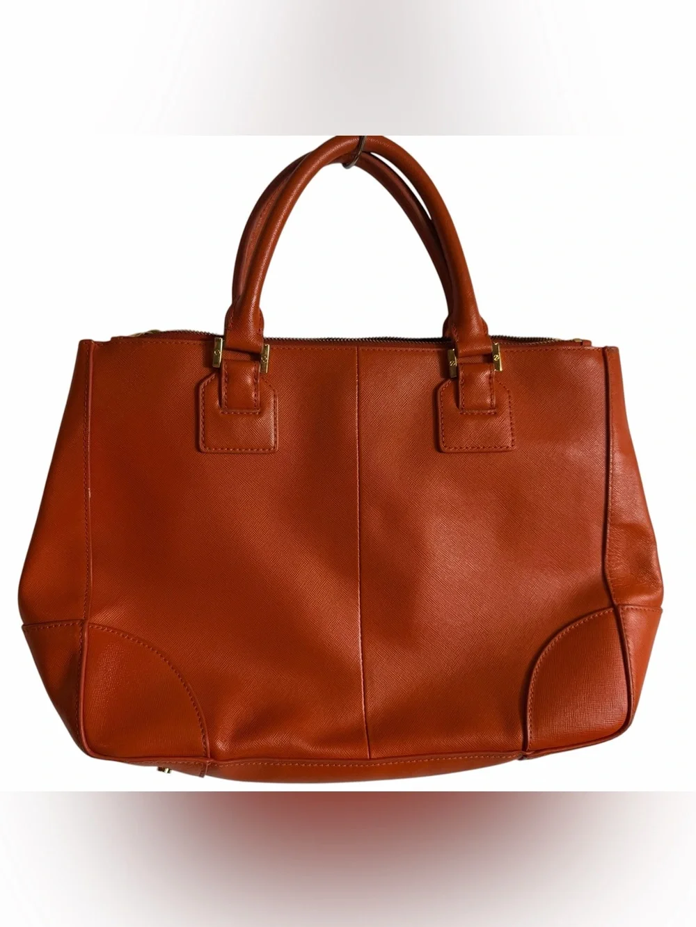 Tory Burch Amanda Orange Pebbled Leather Satchel Crossbody Bag